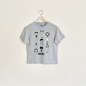 Bendy and the Ink Machine Characters Graphic Gray T Shirt Kids size 14/16